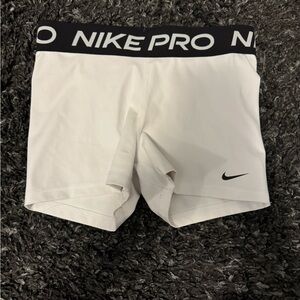 Nike Pro White and Black Athletic Shorts